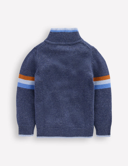 Klassischer Pullover mit halblangem Reißverschluss-Schuluniform-Marineblau