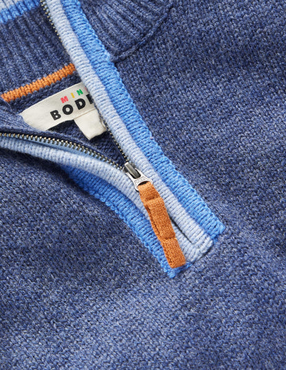 Klassischer Pullover mit halblangem Reißverschluss-Schuluniform-Marineblau-3