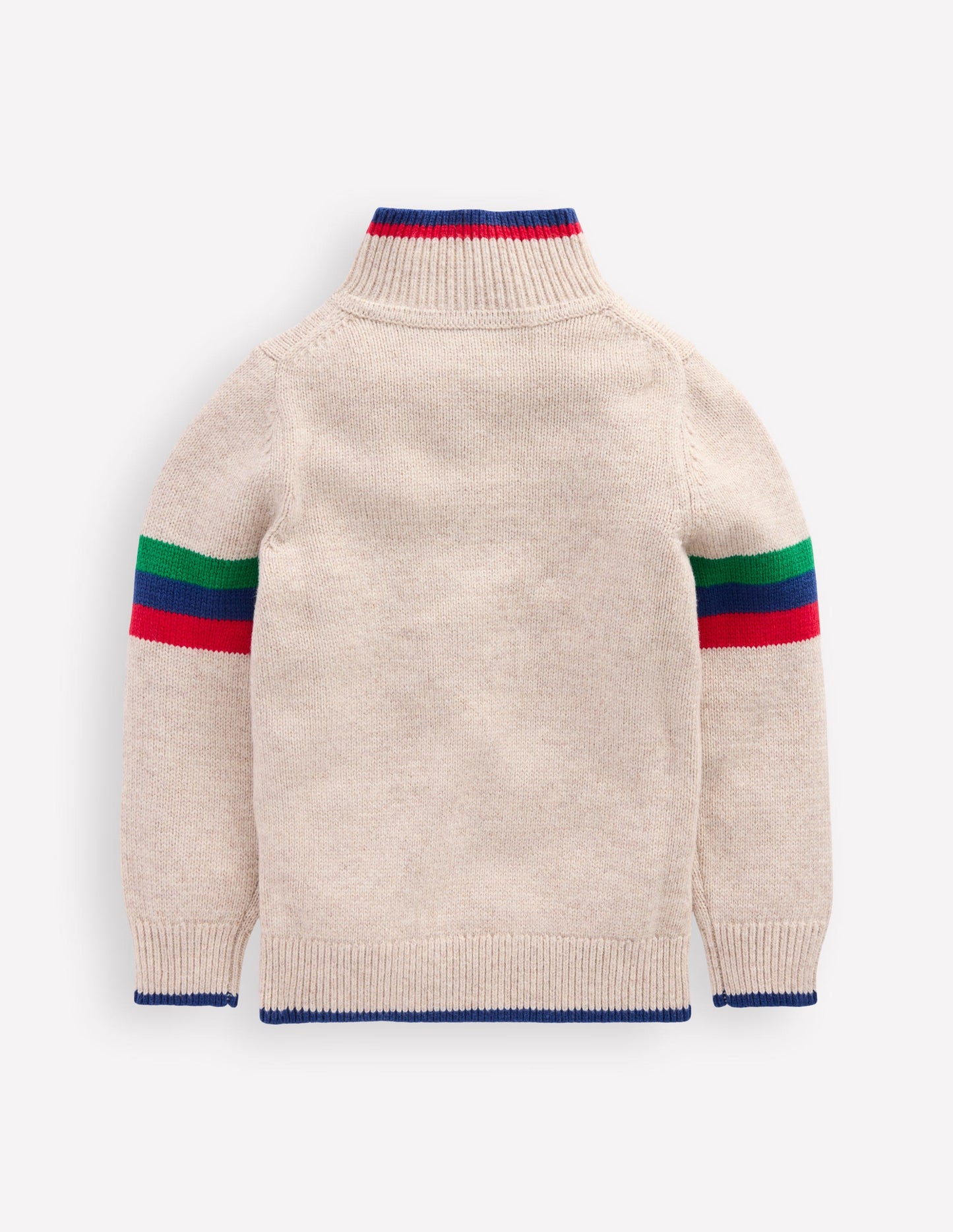 Klassischer Pullover mit halblangem Reißverschluss-Beige Meliert
