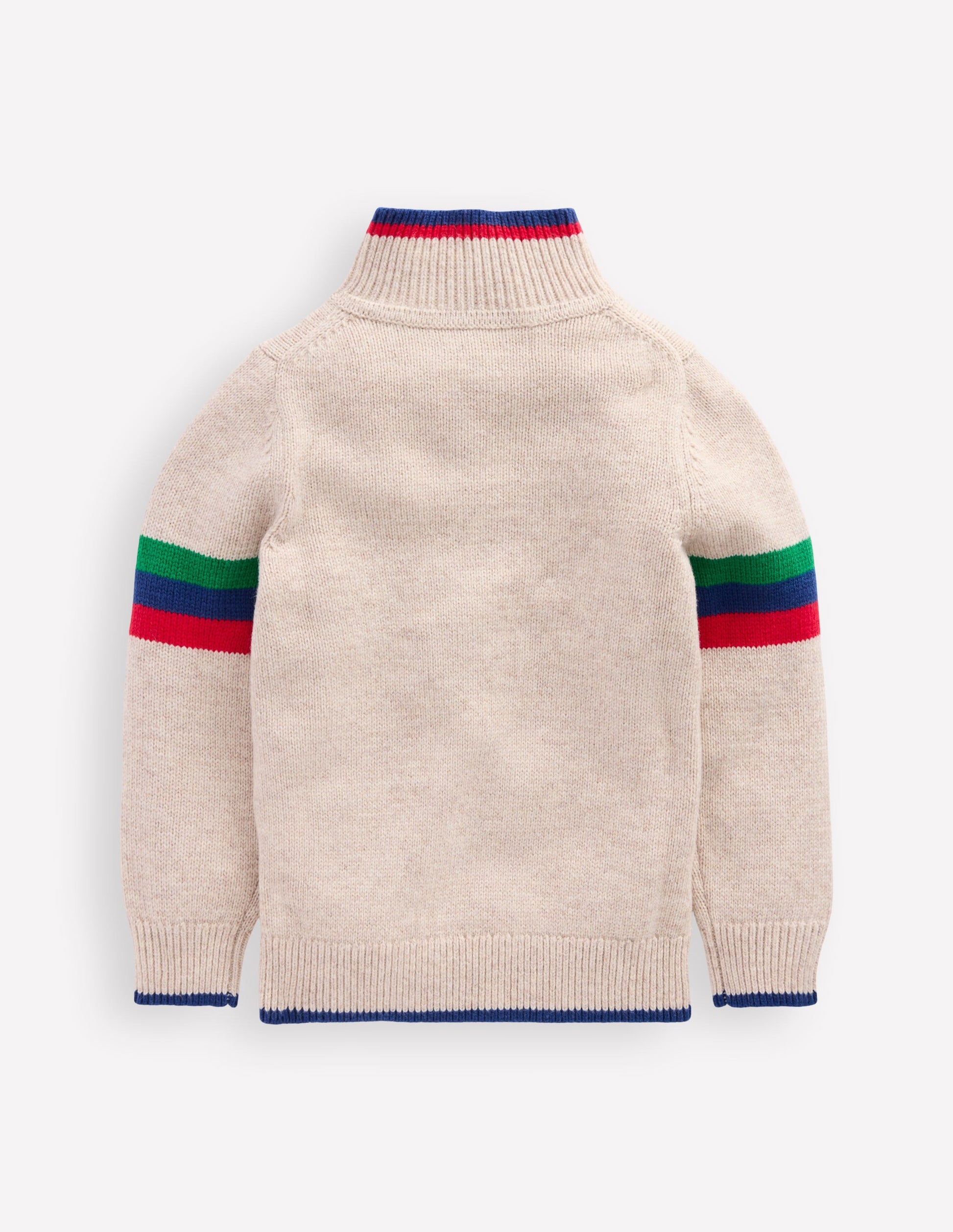 Klassischer Pullover mit halblangem Reißverschluss-Beige Meliert-3