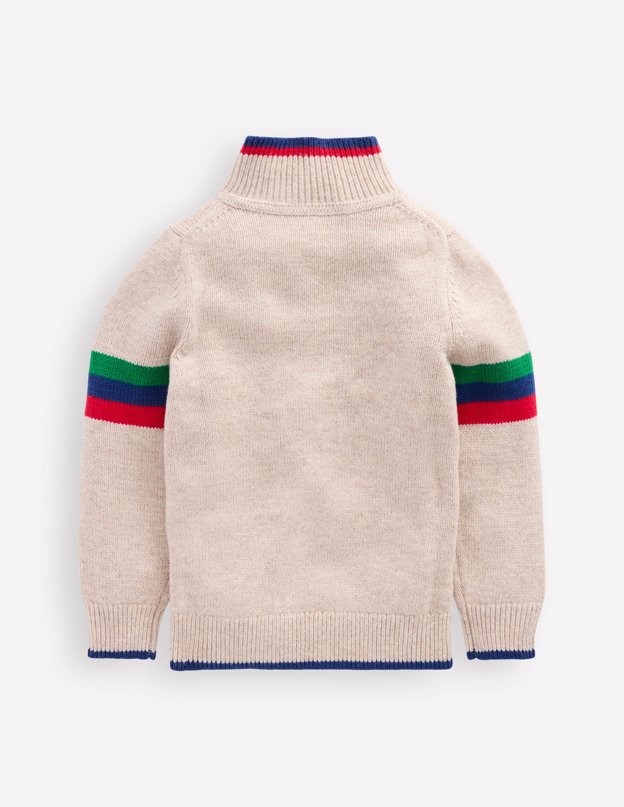 Klassischer Pullover mit halblangem Reißverschluss-Beige Meliert - Image 2