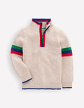 Klassischer Pullover mit halblangem Reißverschluss-Beige Meliert
