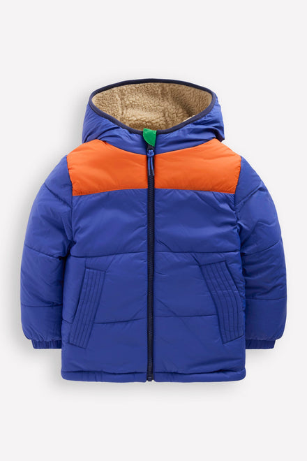 Veste réversible en borg cosy-Bleu mazarine