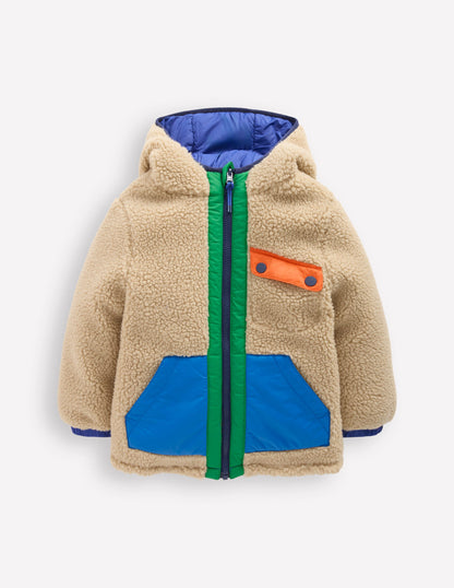 Kuschelige Teddyfelljacke zum Wenden-Mazarinblau-1