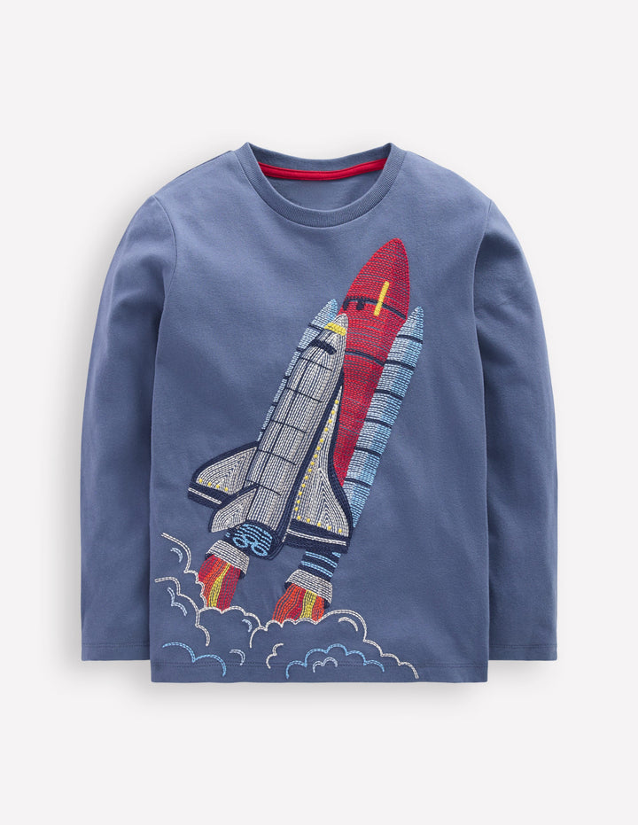 Glow Superstitch T-shirt-Robot Blue Rocket