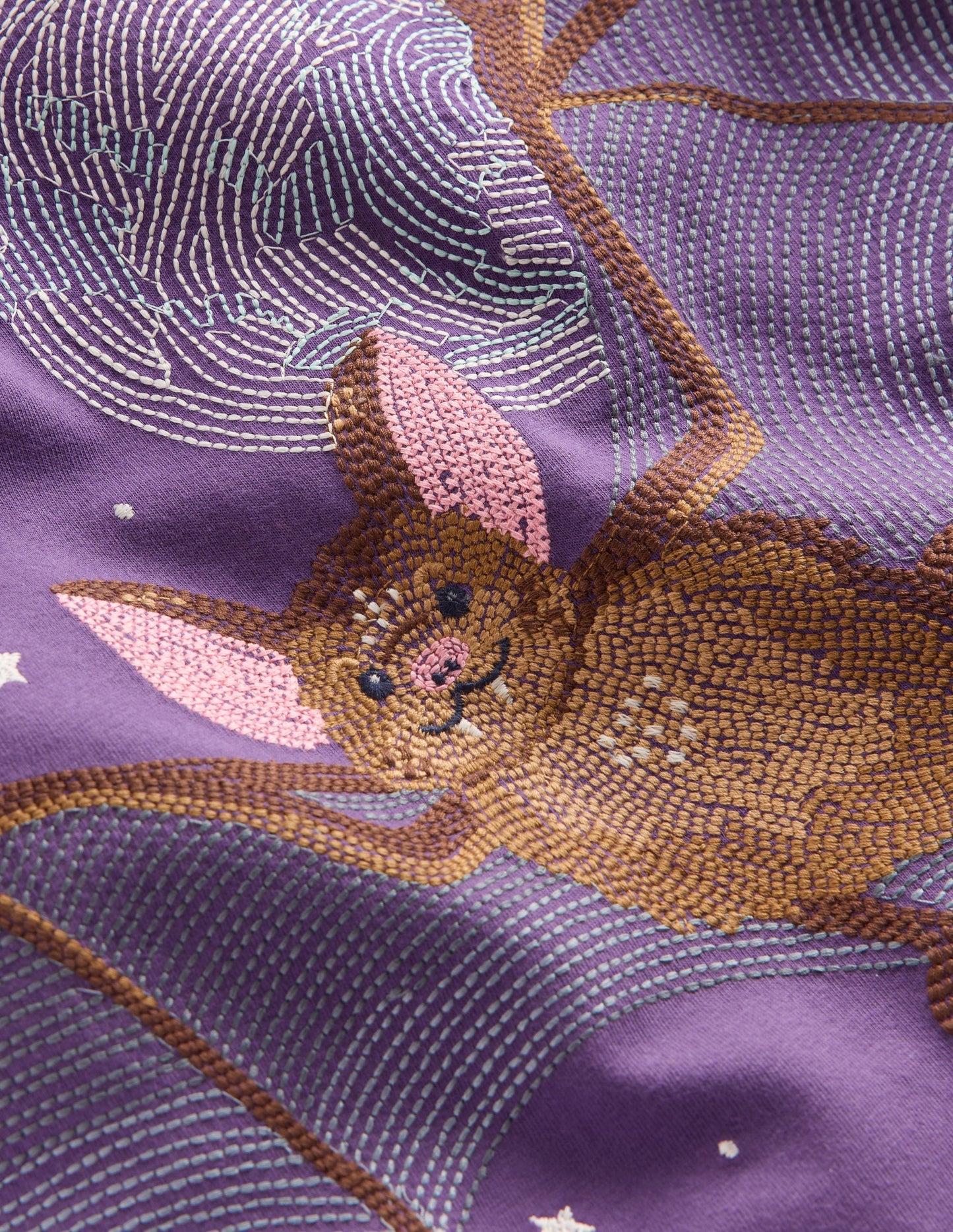Im Dunkeln leuchtendes T-Shirt mit Superstitch-Mystisches Violett Fledermaus