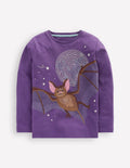 Im Dunkeln leuchtendes T-Shirt mit Superstitch-Mystisches Violett Fledermaus