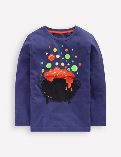 Langarmshirt mit Applikation und Reißverschlussdetail-Steuerbordblau Kessel-1