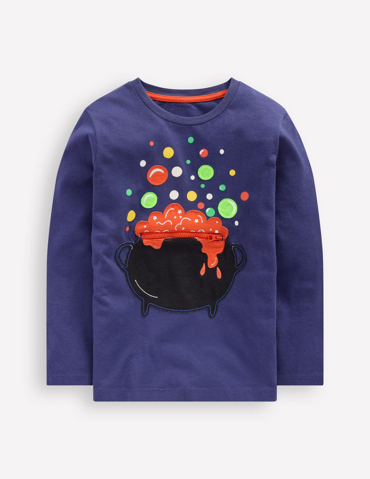 Langarmshirt mit Applikation und Reißverschlussdetail-Steuerbordblau Kessel