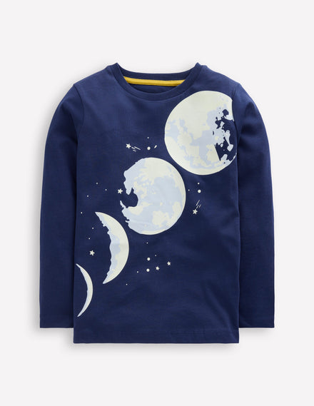 Long Sleeve Glow T-shirt-College Navy Moon