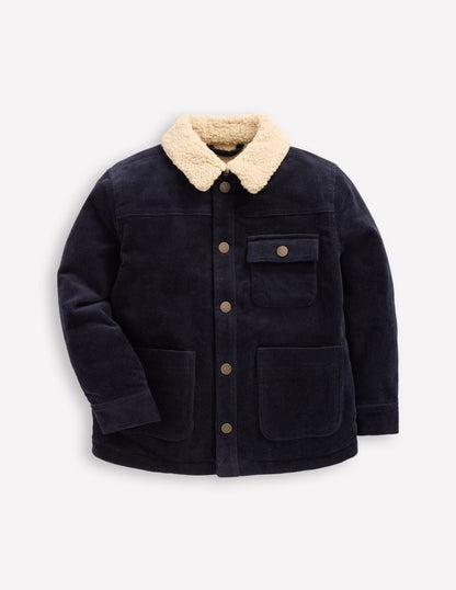 Cordjacke mit Teddyfellfutter-Schuluniform-Marineblau-1