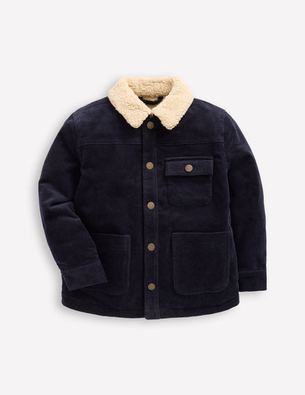 Cordjacke mit Teddyfellfutter-Schuluniform-Marineblau