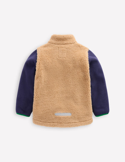 Kuschelige, winddichte Fleecejacke-Sand-2