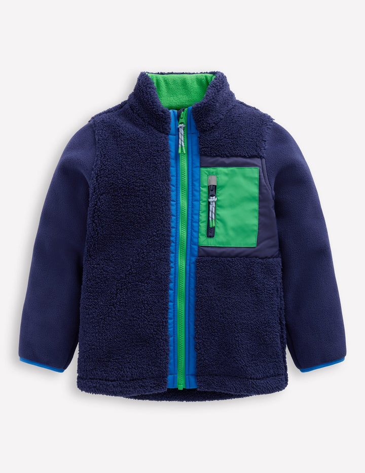 Kuschelige, winddichte Fleecejacke-Marineblau