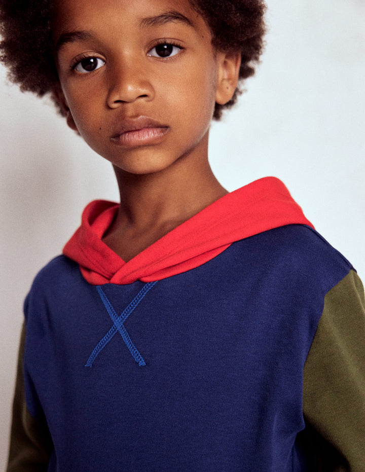 Mittelschwerer Kapuzenpullover-Steuerbordblau/Waldgrün