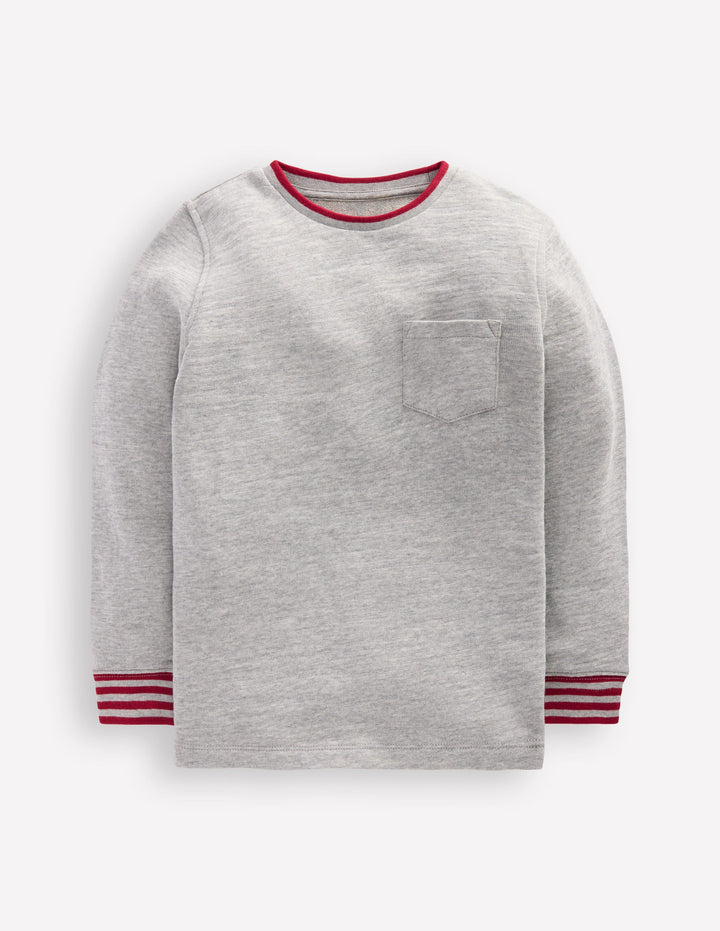 Kuscheliges, mittelschweres Langarmshirt-Grau Meliert