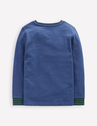 Kuscheliges, mittelschweres Langarmshirt-Denimblau/Smaragd-Nacht-2