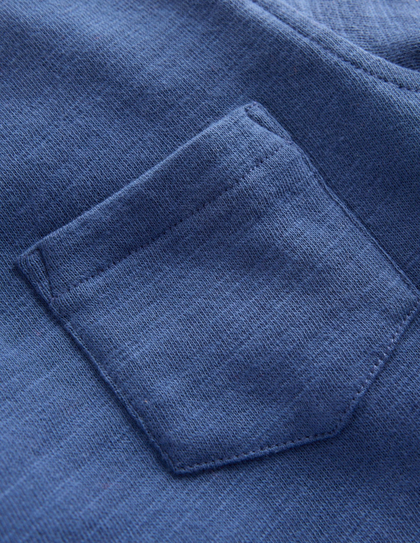 Kuscheliges, mittelschweres Langarmshirt-Denimblau/Smaragd-Nacht