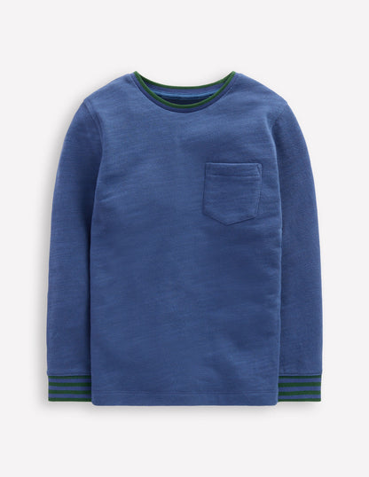 Kuscheliges, mittelschweres Langarmshirt-Denimblau/Smaragd-Nacht-1