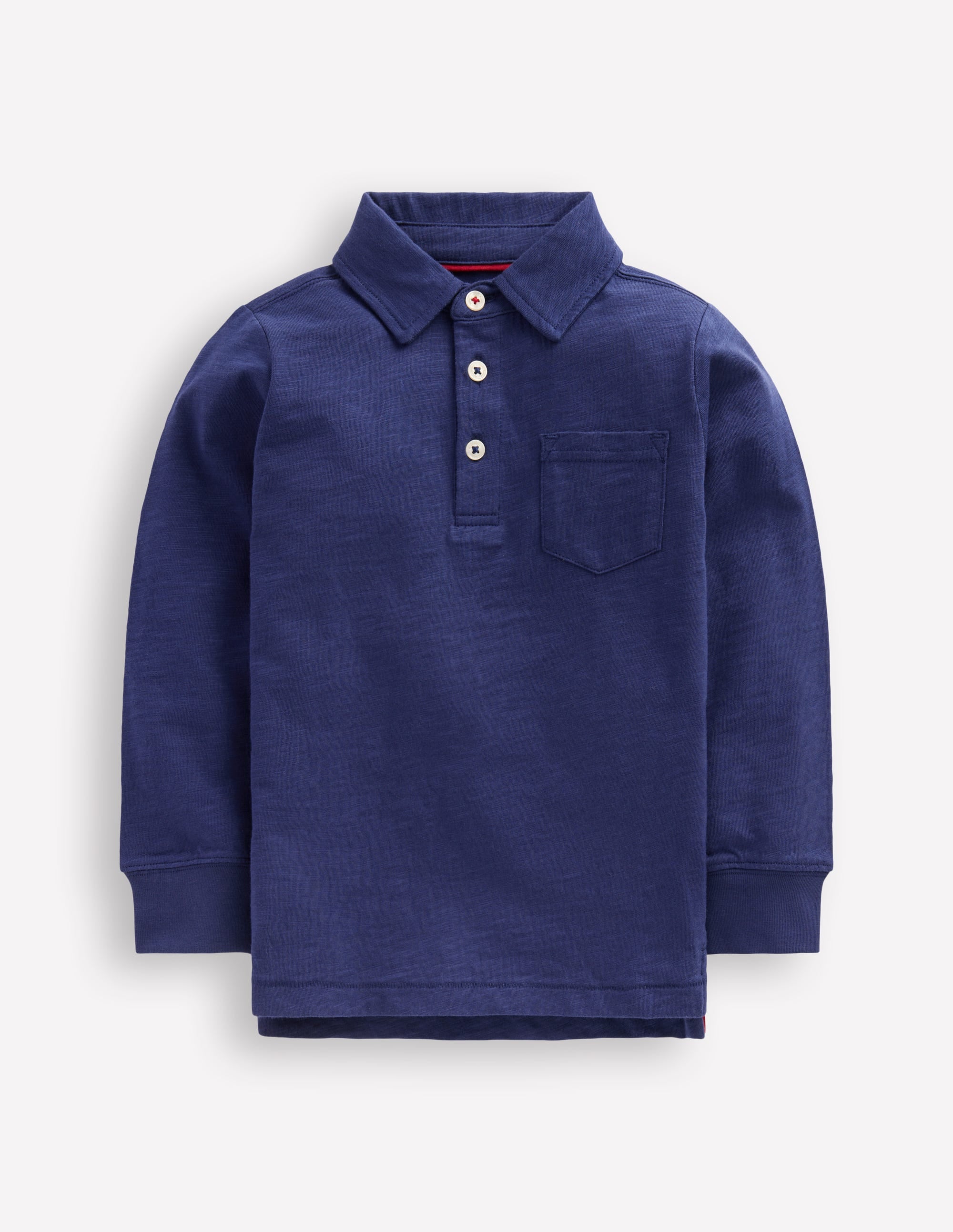 Langärmliges Poloshirt aus Flammgarn-Schuluniform-Marineblau - Image 1