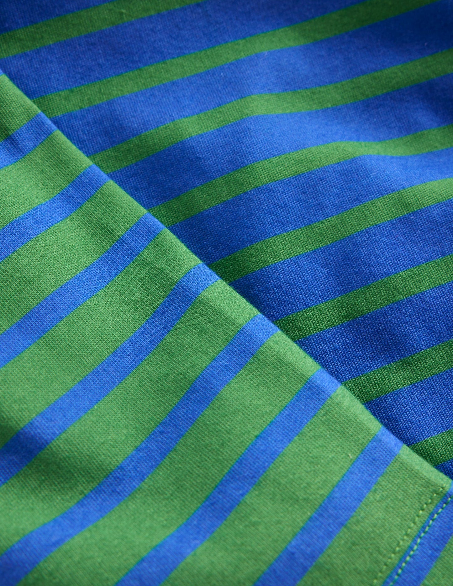 Breton-T-Shirt-Leuchtendes Blau/Leguangrün