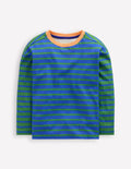 T-shirt style marinière-Bleu vif/vert iguane