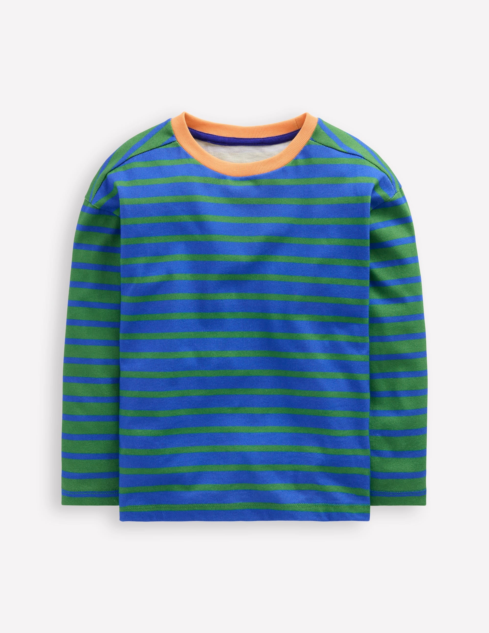 T-shirt style marinière-Bleu vif/vert iguane - Image 1