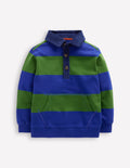 Sweat à col-Vert brocoli/bleu vif