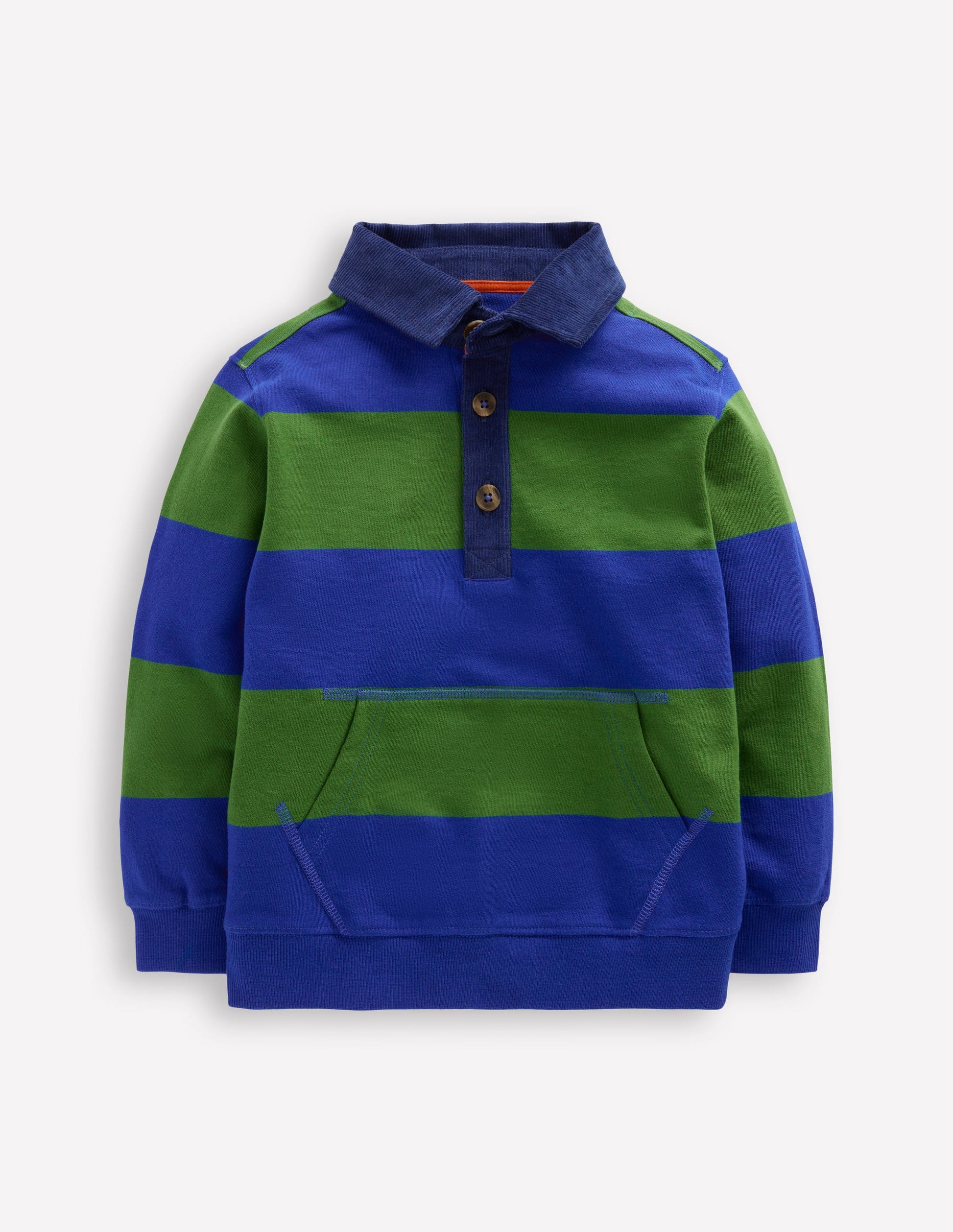 Sweatshirt mit Kragen-Brokkoligrün/Leuchtendes Blau-1