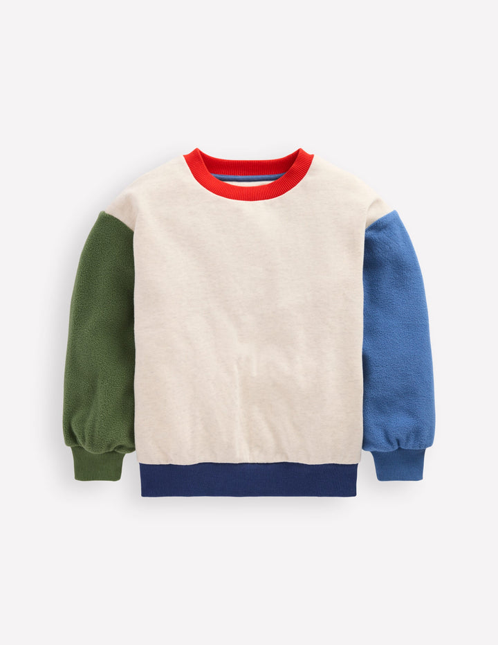 Sweatshirt in Blockfarben-Haferbeige meliert Blockfarben