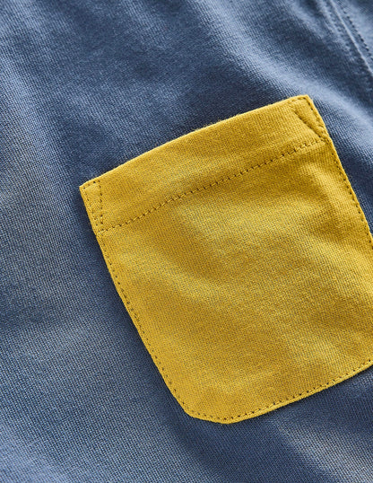 T-Shirt in Blockfarben-Roboterblau/Kanariengelb-3