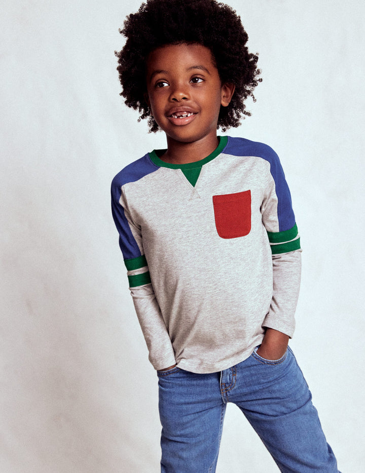 T-Shirt in Blockfarben-Dunkelgrau, Blockfarben