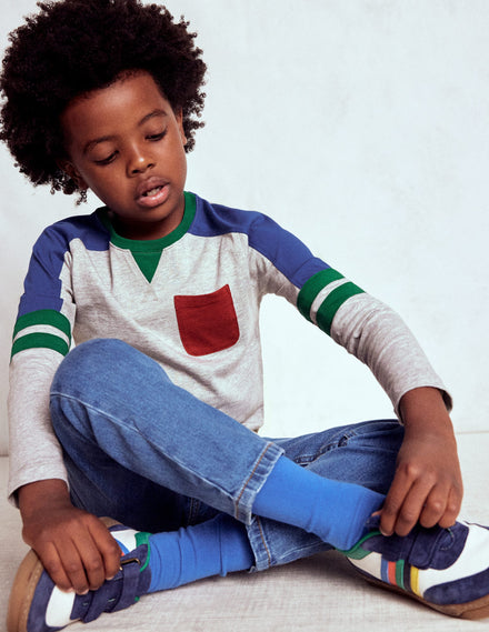 Colour Block T-shirt-GREY MARL COLOURBLOCK