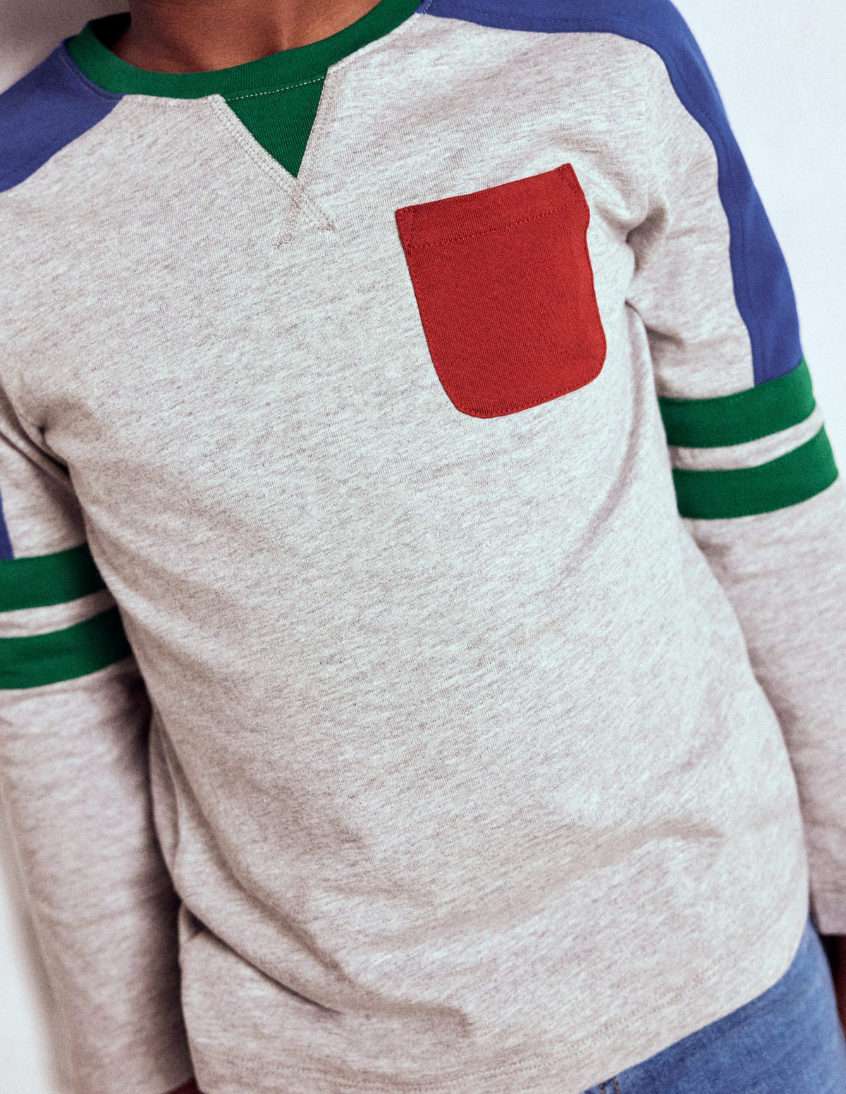 T-Shirt in Blockfarben-Dunkelgrau, Blockfarben - Image 3