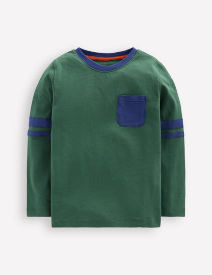 Colour Block T-shirt-Smoke Pine/ Starboard Blue-4