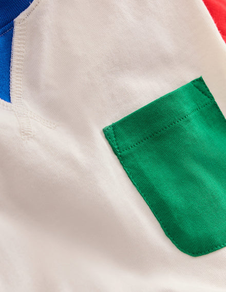 T-Shirt in Blockfarben-Sanftes Naturweiß Bunt