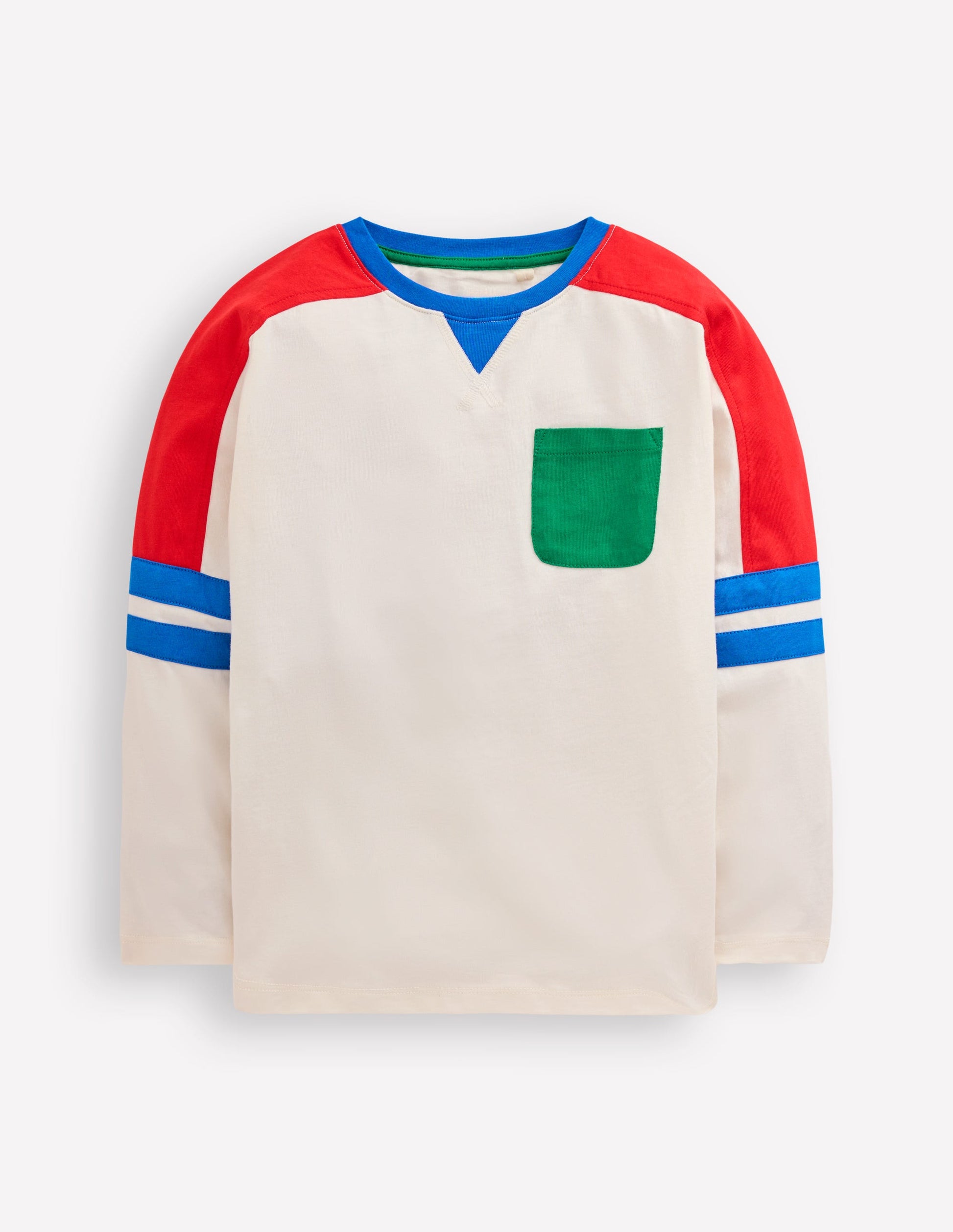 T-Shirt in Blockfarben-Sanftes Naturweiß Bunt-4