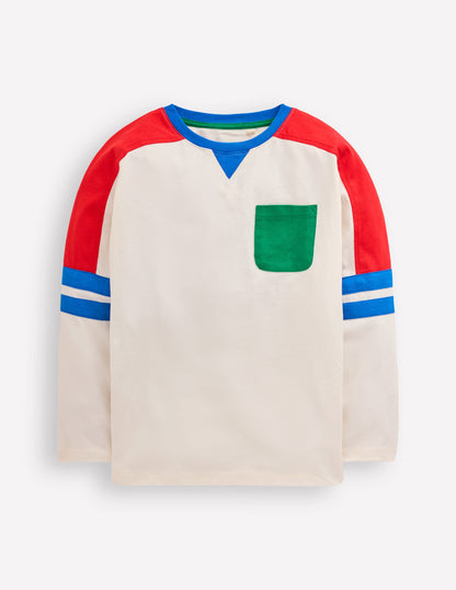 T-Shirt in Blockfarben-Sanftes Naturweiß Bunt-4