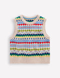 Fair-Isle-Pullunder-Hellbeige Meliert, Fair-Isle-Muster
