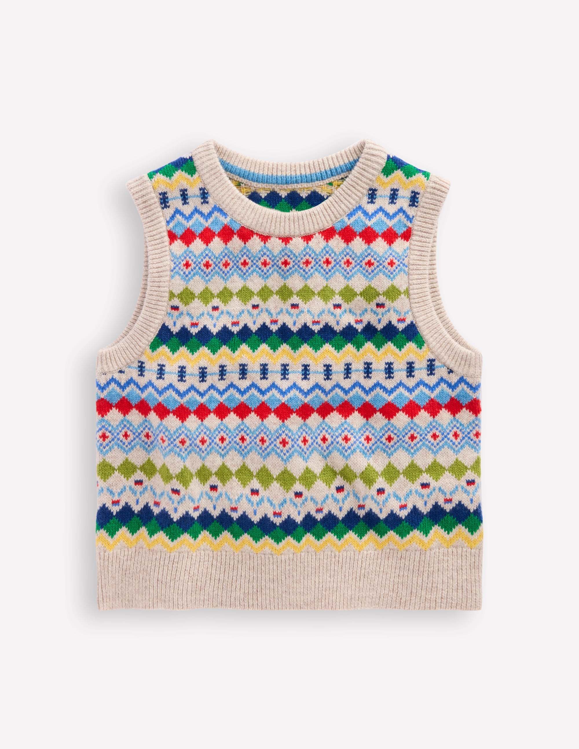 Fair-Isle-Pullunder-Hellbeige Meliert, Fair-Isle-Muster - Image 1