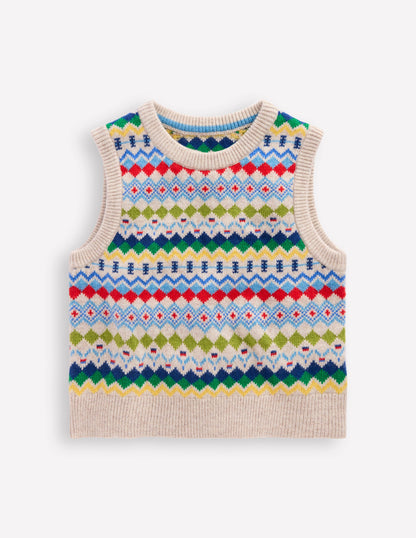 Fair-Isle-Pullunder-Hellbeige Meliert, Fair-Isle-Muster-2