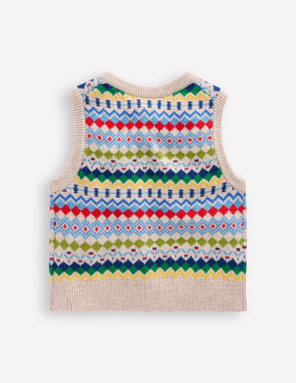Fair-Isle-Pullunder-Hellbeige Meliert, Fair-Isle-Muster-3