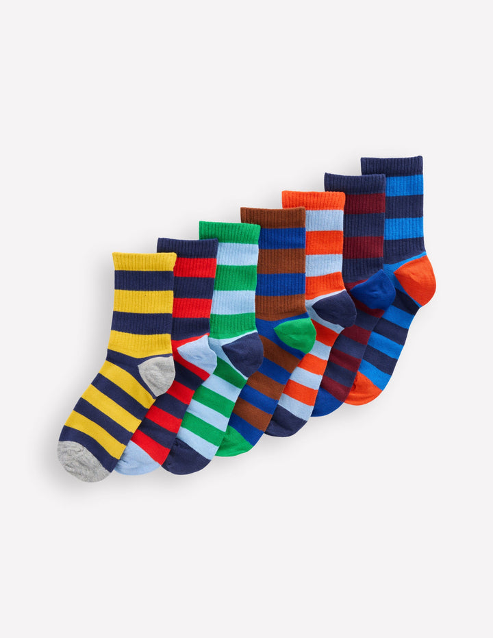 7 paires de chaussettes côtelées-À Rayures Multicolores