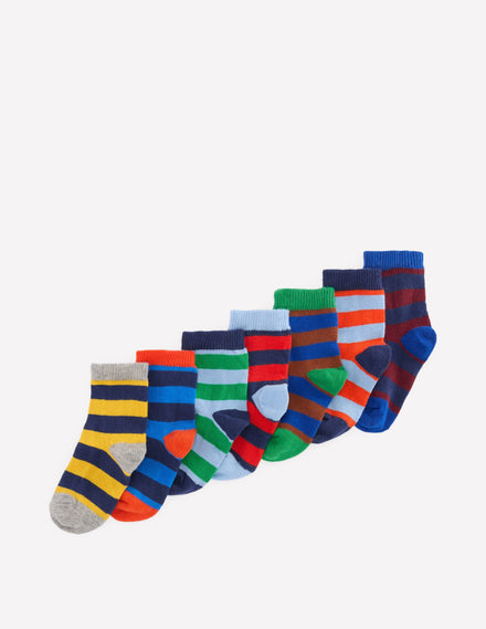 Babysocken im 7er-Pack-Ackerbohnengrün/Pink, Gestreift
