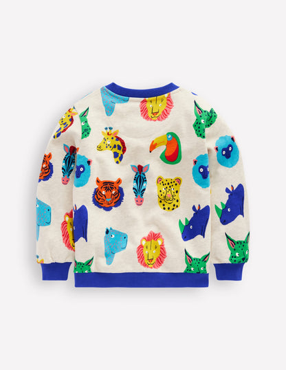 Bedrucktes Sweatshirt-Bunt Tiergesichter