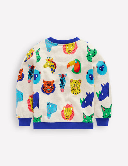 Bedrucktes Sweatshirt-Bunt Tiergesichter
