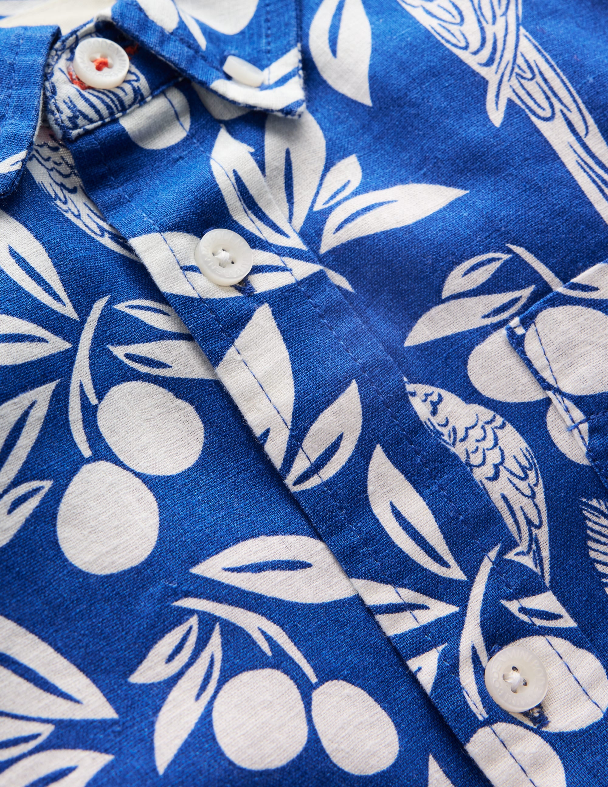 Hemd aus Baumwollleinen-Blau Papagei Palme - Image 7