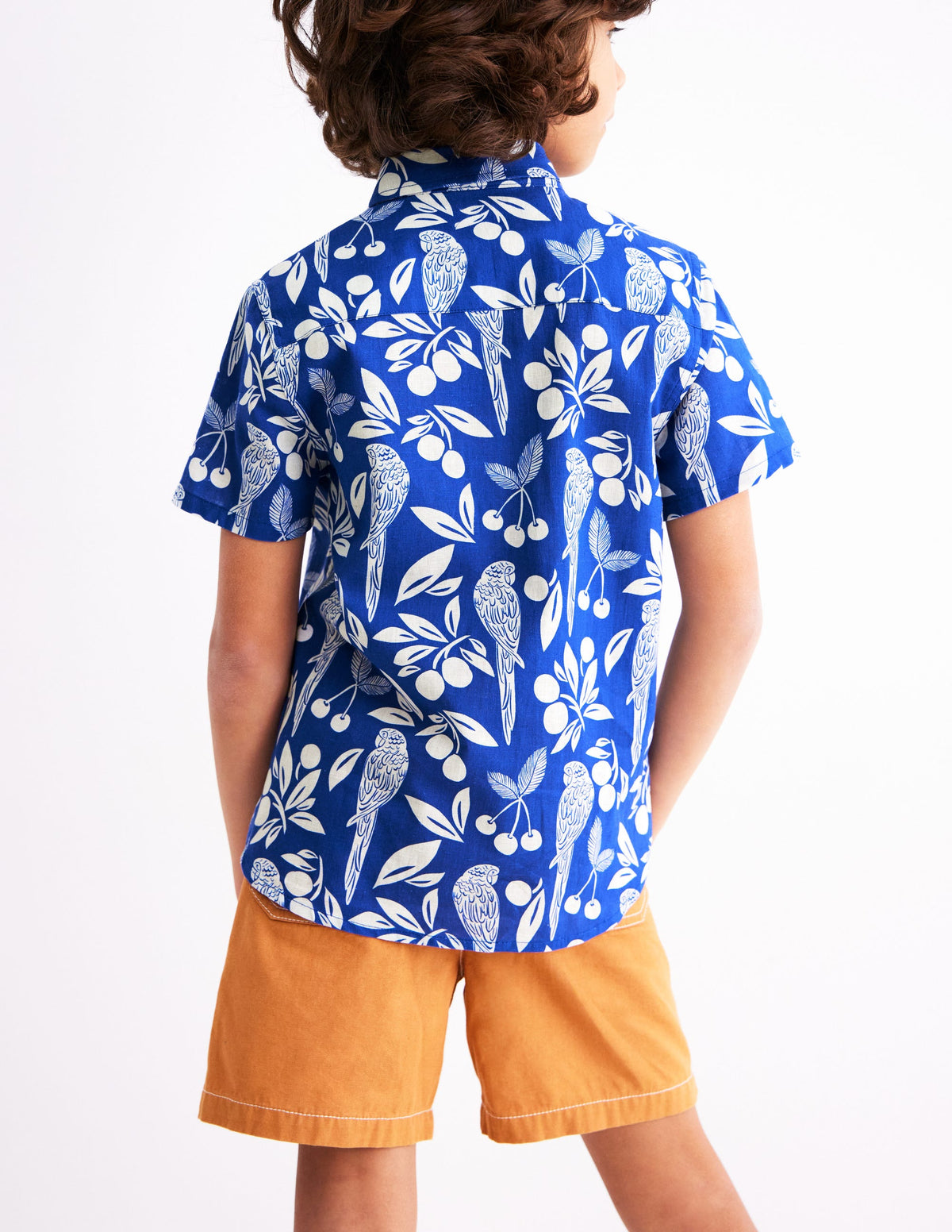Hemd aus Baumwollleinen-Blau Papagei Palme - Image 3