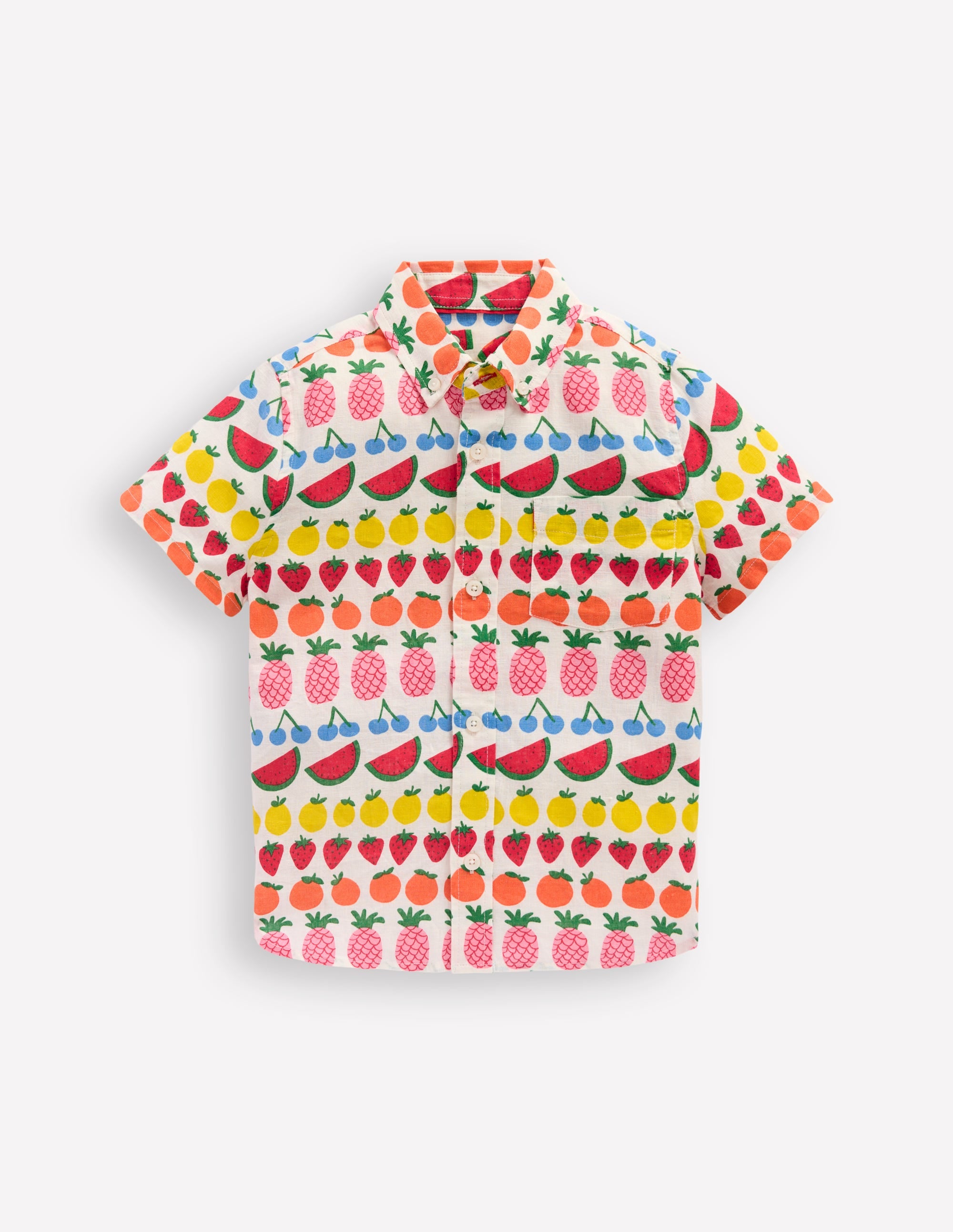 Chemise en coton et lin-Rayé fruits - Image 4