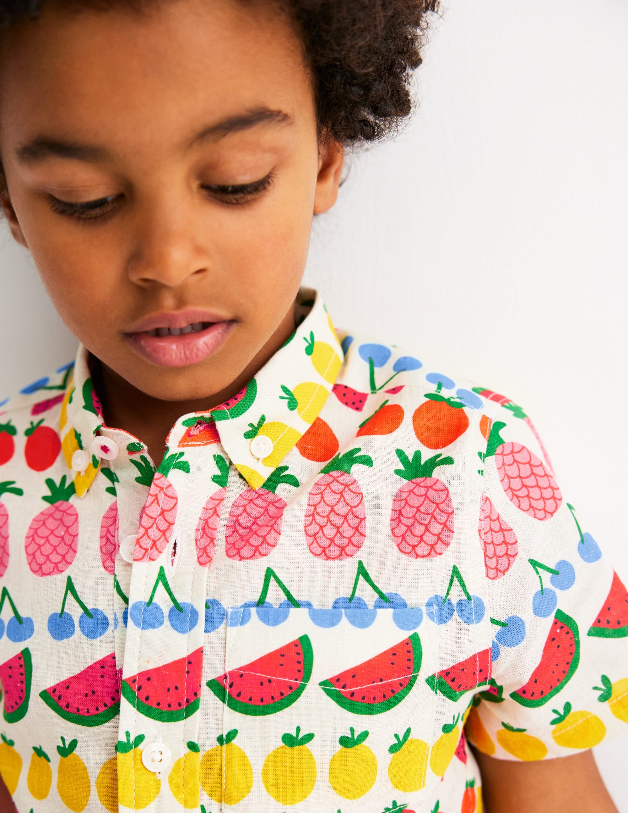 Chemise en coton et lin-Rayé fruits - Image 2